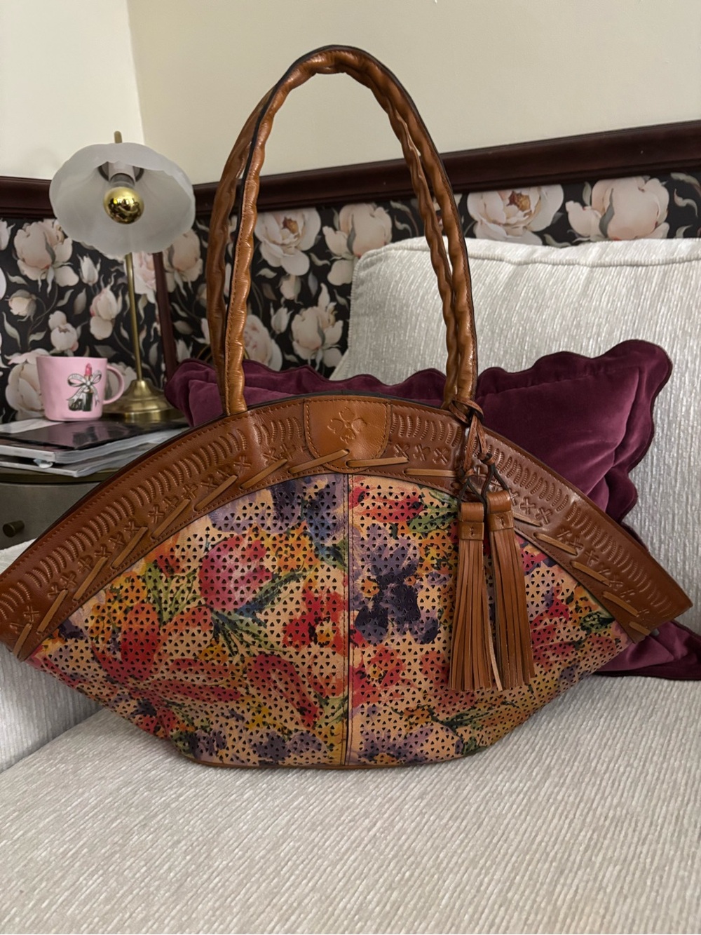 Patricia Nash Trope Dome Tote Rainforest Perforated Leather
